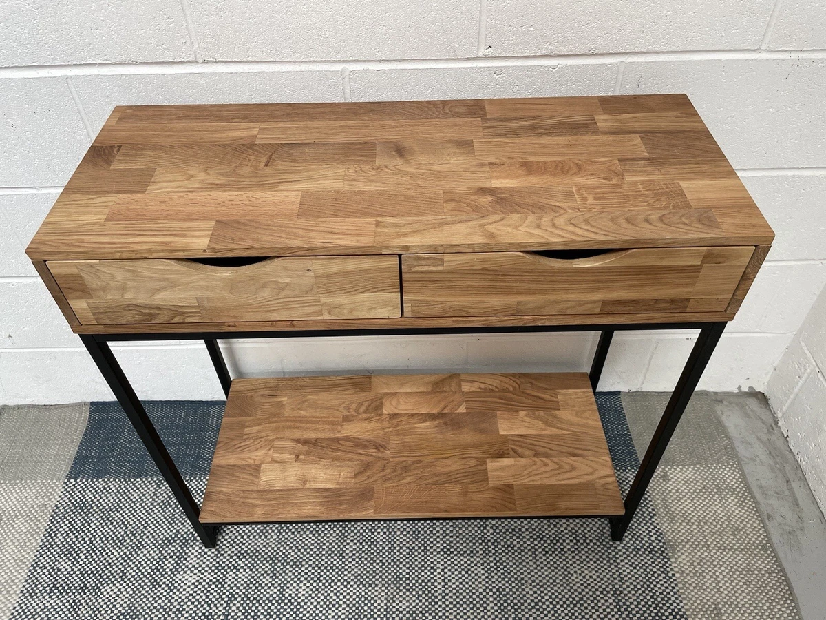 Cox Cox Mirelle Petite Oak Iron 2 Drawer Console Table RRP299