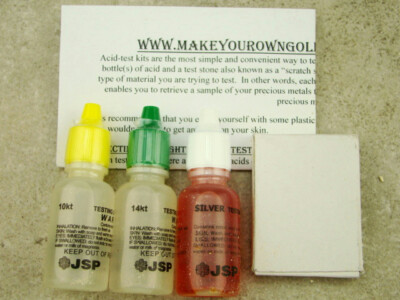 Gold Test 10K, 14K, Silver Solution - Test Stone & Instructions