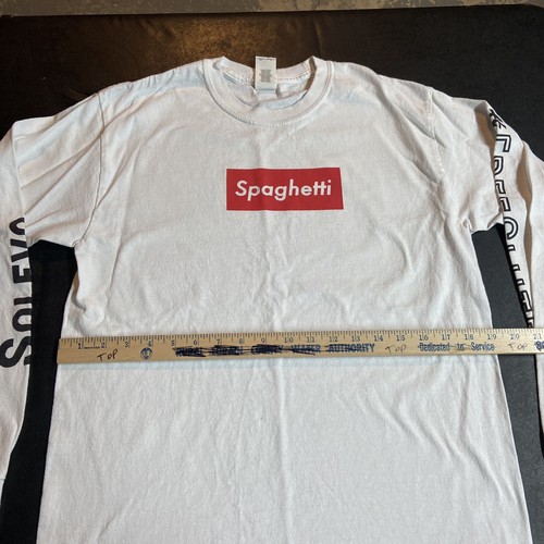 Adult Medium Spaghetti Long Sleeve Shirt White Solevo #FreeGluten Free Gluten M - Picture 4 of 7