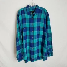 SAKS FIFTH AVENUE Mens Plaid 100% Linen Button Front L/S Shirt Size XL P207