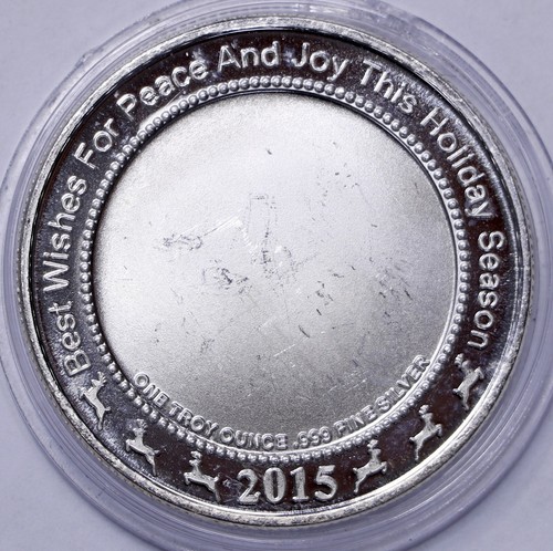 Auguri di Natale 2015 Auguri di Stagione 1 oz .999 Argento #0932 - Foto 8 di 8