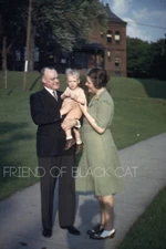 Kodak Slide 1940s Red Border Kodachrome Grandparents and Baby Boy Toddler