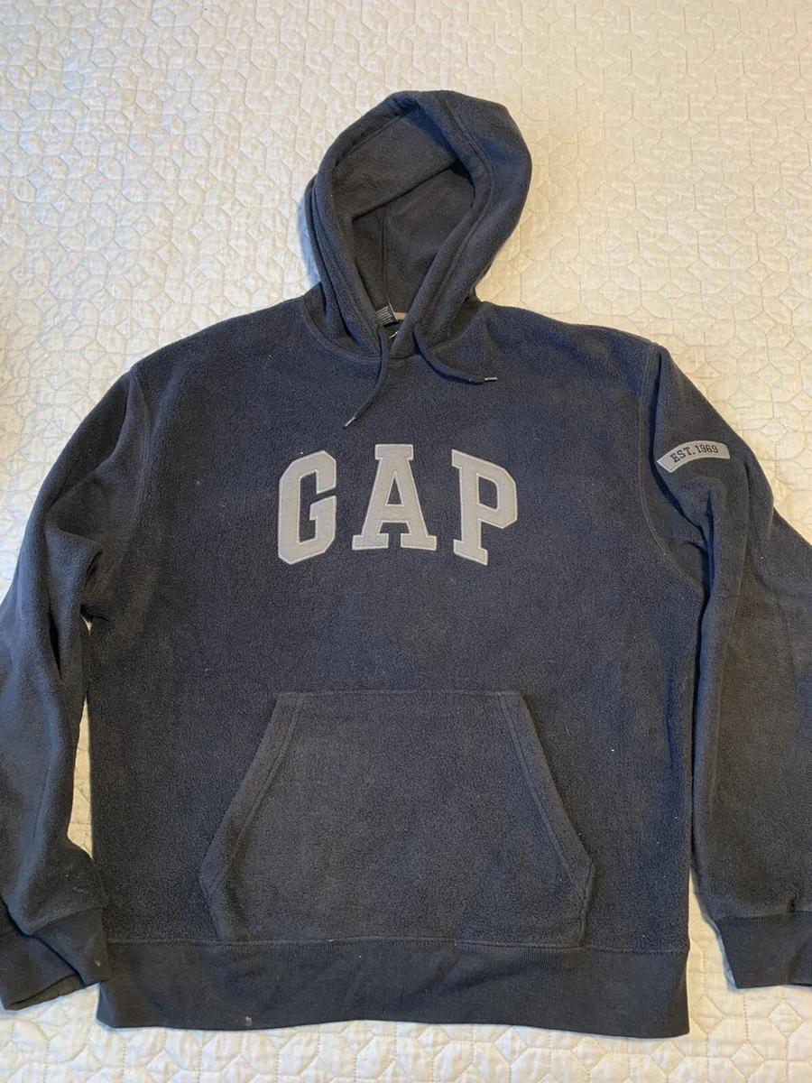 Gap Vintage 1990s Y2K NAVY BLUE Fleece Hoodie Pullover Spell Out EUC - Mens  MED | eBay