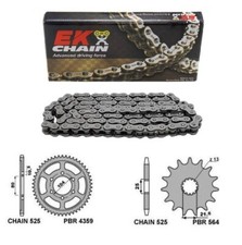 KAWASAKI ZX-10R 1000 2008/2010 KIT TRASMISSIONE CATENA EK 525 CORONA E PIGNONE