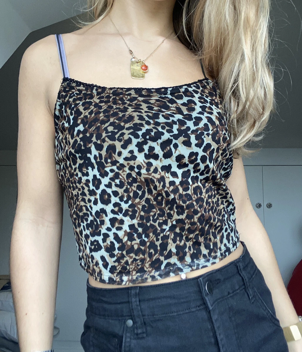 Leopard print spaghetti strap top sale