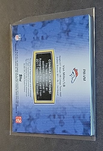 Von Miller 2011 Topps Prime Level III Quad Patch RC Auto #17/25 Rare RPA Rookie - Picture 10 of 14