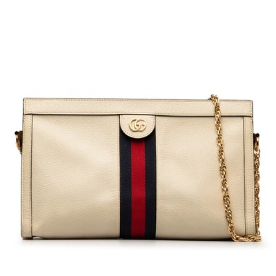 GUCCI Ophidia GG Medium Chain Shoulder Bag 503876 White Calf  
