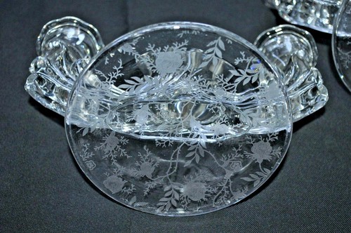 Vintage FOSTORIA CRYSTAL CHINTZ DOUBLE CANDLESTICKS HOLDERS PR ELEGANT BEAUTIFUL - Picture 7 of 12