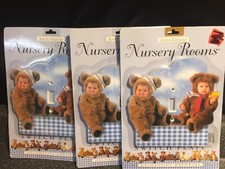 3x NEW ANNE GEDDES DECORATIVE HARDWARE NURSERY ROOM Daycare SWITCHPLATE 7" Blue