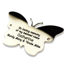 2" Butterfly shape Solid Brass Plaque/Name plate. Deep Engraving in Solid Brass