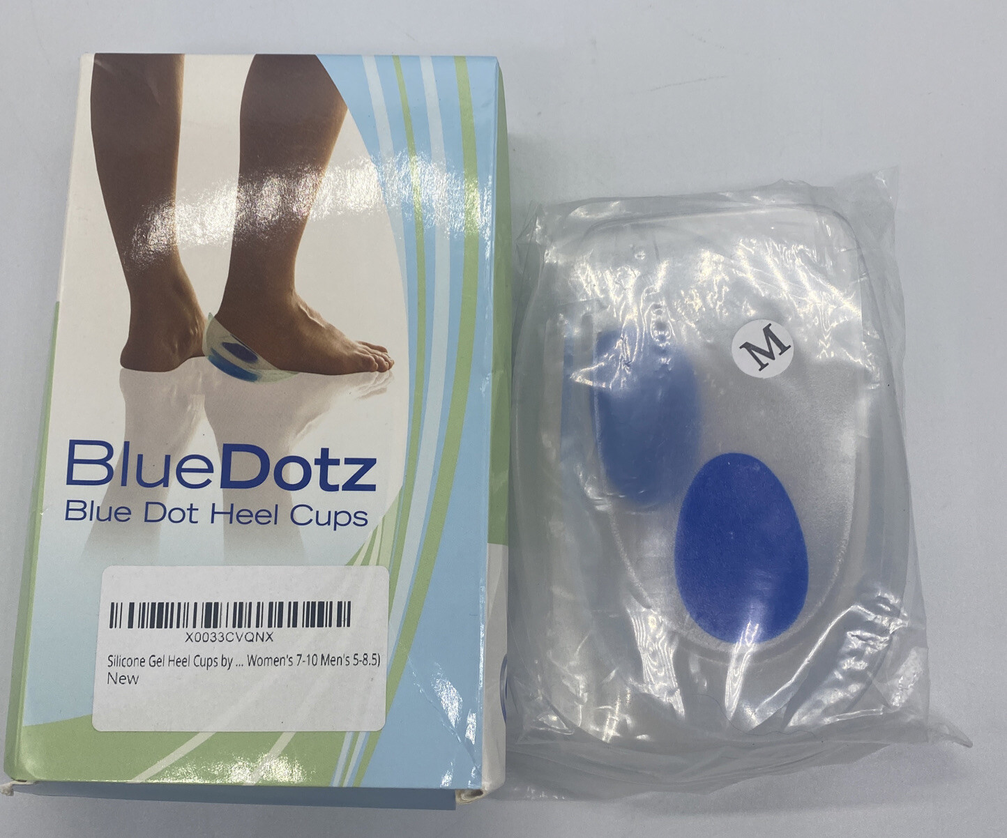 Silicone Gel Heel Cups by Blue Dotz Shoe Inserts Medium Women 7-10 Men 5-8.5 New