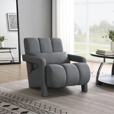 Modern Armchair Accent Chair for Living Room Upholstered Side Chair w/ Pillow