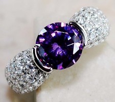 2CT Amethyst  Topaz 925 Genuine Sterling Silver Ring Sz 7