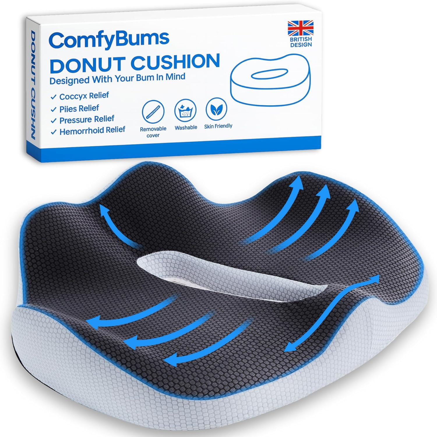 Hemorrhoid Donut Cushion for Coccyx, Tailbone, Piles Orthopaedic Pressure Relief