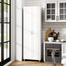Modern Utility Storage Organizer Double Door Tall Storage Cabinet-White