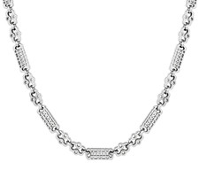 Sterling Silver 22" Stars & Bars Mens Chunky Chain Necklace 9.5mm Ladies Gent's