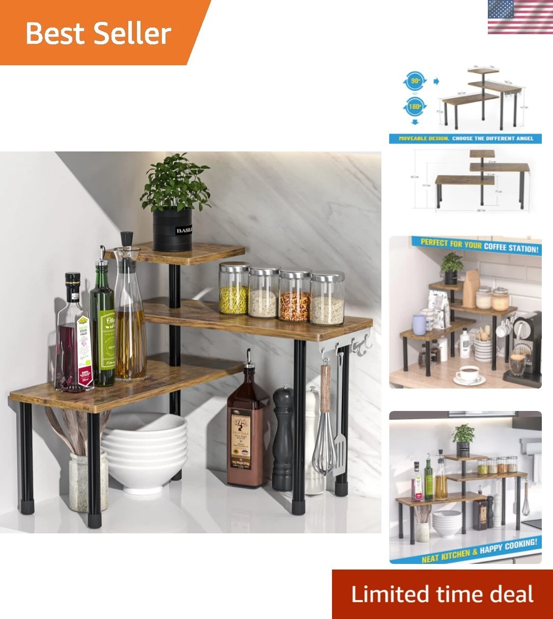 Countertop Organizer Organization, 3 Tier Moveable Corner Shelf Organizer for...
Opens in a new wind