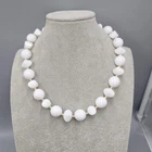 Vintage White Bead Necklace Two Shapes Estate Costume Jewelry 18"