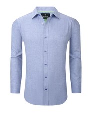 Tom Baine Men's Four-Way Stretch Textured Slim-Fit Dress Shirt Navy Sz M 15/15.5