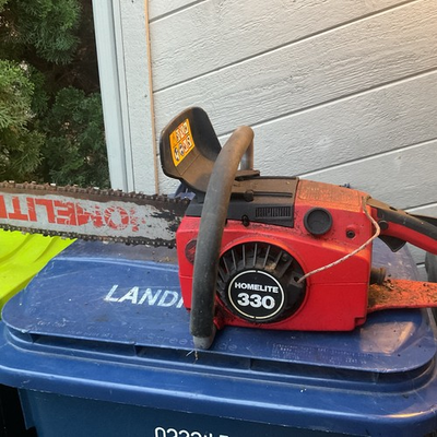 #ad Homelite 330 Chainsaw Powerhead w 20” Bar amp; Chain For Parts Repair USA $75.00