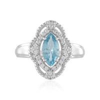 Cavill Ring 925 Sterling Silber Platin Blau Zirkon Marquise Damen
