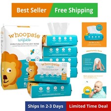 The 100% Pure Cotton Dry Baby Wipes – Ultra Soft, Unscented, Chemical-Free W...