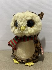 Ty Beanie Boos WISE Christmas Holiday Owl 9" Stripe Scarf Tags 2015 Big Eyes
