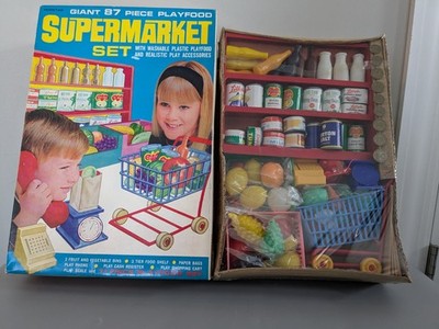 VINTAGE NOS NORSTAR SUPERMARKET SET GIANT 87 PC PLAYFOOD & ACCESSORIES IN BOX