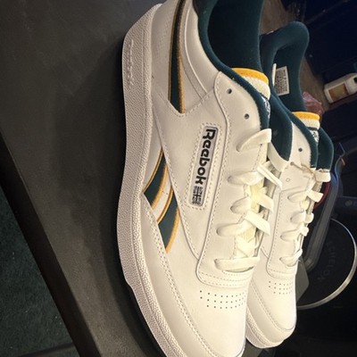 Reebok Club C Revenge Low Top Lace-Up Tennis Sneakers White/Green/Yellow