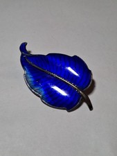 Volmer Bohner Antique Sterling Blue Enameled Leaf Brooch