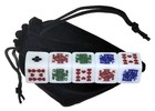 5 White Poker Dice 16mm Clubs Ace High Contrast Multi-Color Symbols w/Pouch — photo 1
