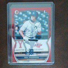 Topps 2023 Bowman Draft 1st Bowman Max Anderson Detroit Tigers #BD-144 Red 2/5!!