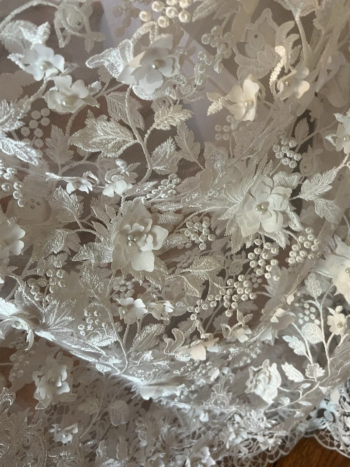 Lace Wedding Gown By Nichole Lynel Sz M White Store Sample So Romantic - Image 3 of 4