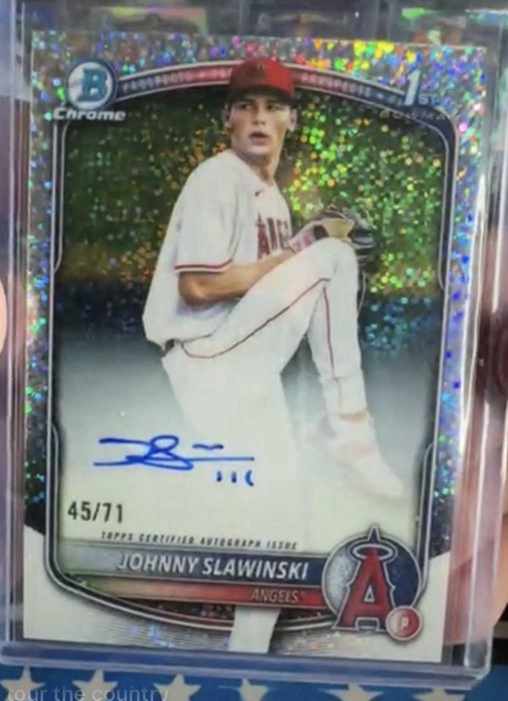 2025 Bowman Draft Chrome Johnny Slawinski Speckle Refractor Auto /71 Angels