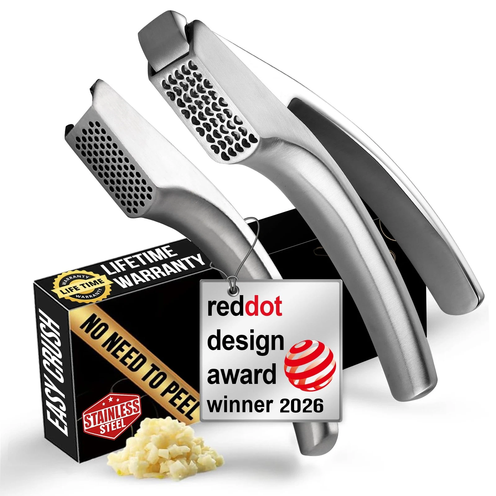 Lifetime Replacement Garlic Press Stainless Steel No Need to Peel Detachable ...
