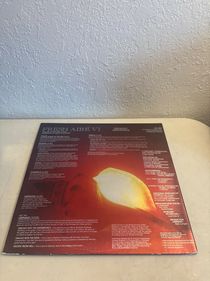 MANNHEIM STEAMROLLER FRESH AIRE VI VINYL RECORD LP 1986 AMERICAN GRAMAPHONE VG+ Foto 2 de 4