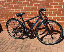 Pinnacle Lithium 1 Women’s Hybrid Bike Grey/Blue 7-Speed Flat Bar Mudguards