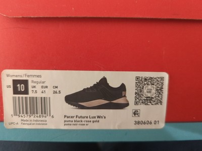 Puma Womens Pacer Future Lux 380606-01 Black Running Shoes Sneakers Size 10