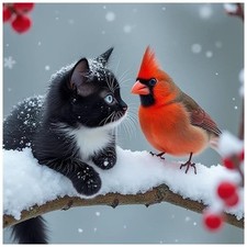Cardinal and Cat Diamond Art Kits for Adults, 5D Diamond Painting Kits, Bird ...