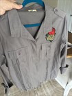 Lori Military Style Utility Jacket Women’s Size M Gray With Red Rose Patch — photo 6