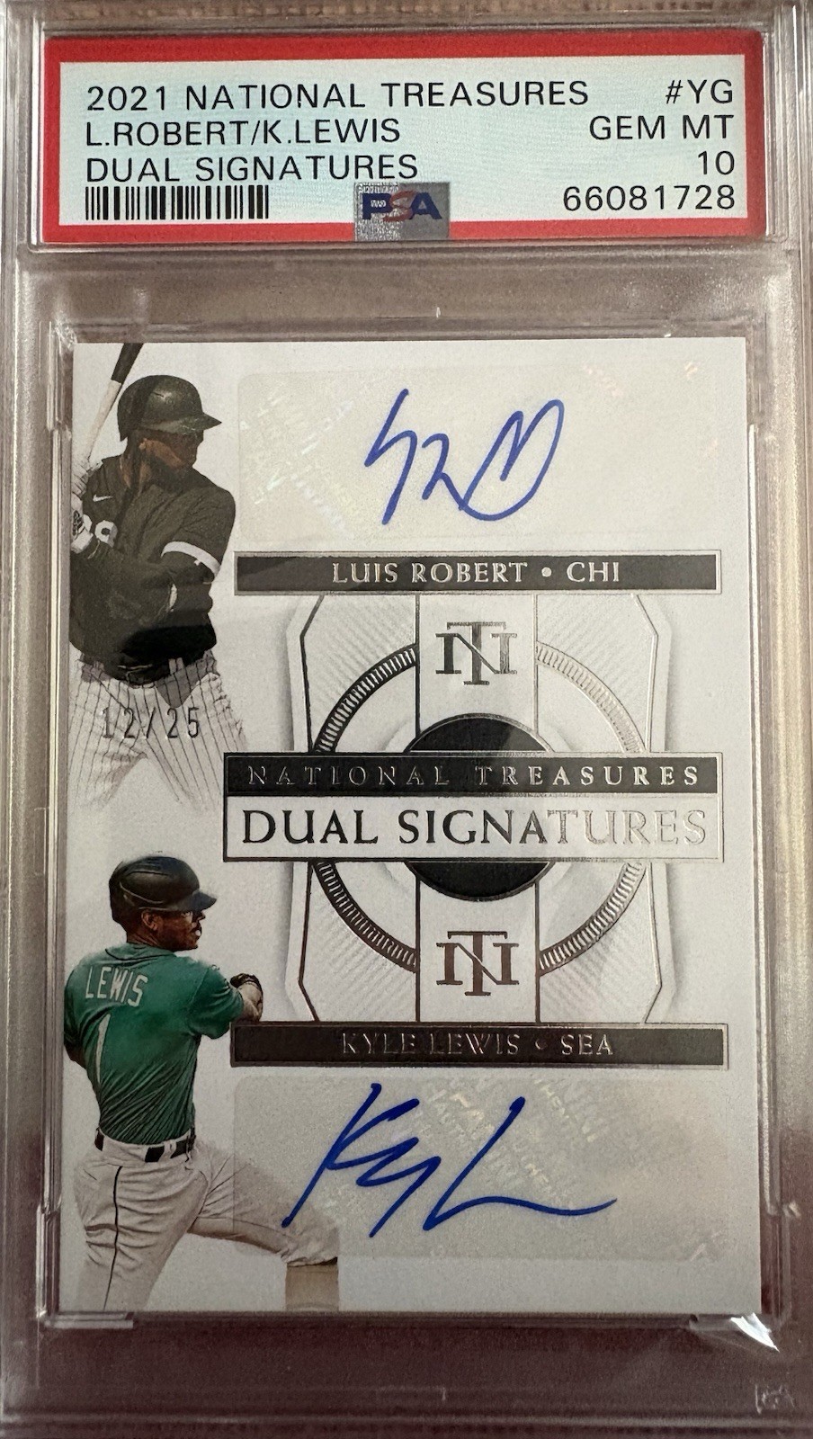 Panini 2021 Nat Treasures Dual Signatures Robert/Lewis 12/25 #Match PSA 10