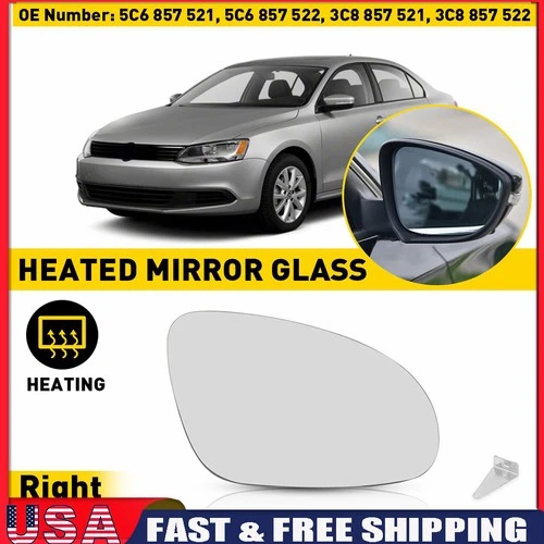 Fit Volkswagen 2011-2019 Passat Jetta Mirror Beetle -Passenger Right Glass Side