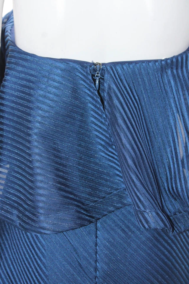 Halston Heritage Women's Square Neck Ruffle A-Line Maxi Dress Blue Size 0 - Image 4 of 4