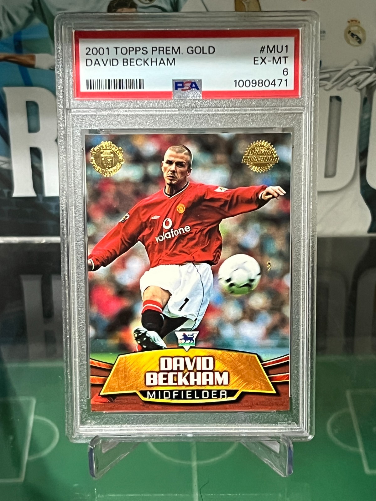 2 PSA David Beckham Card Lot 2001 Topps Premier Gold + 2001 Futera World Stars view 5