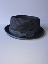 Broner Men Navy Blue Pork Pie woven Pattern L/XL Classic Bow Accent Stylish