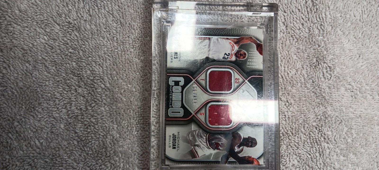 2009 Upper Deck SP Michael Jordan LeBron James Game Used Jersey Patch Combo 120/ view 12