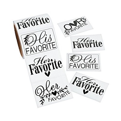 His Hers & Ours Wedding Favor Stickers 100 ct