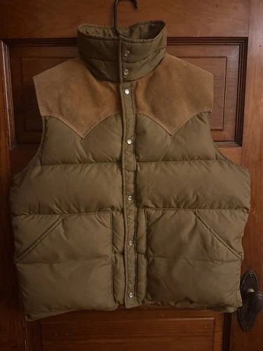 Woolrich Down Quilted Puffer Vest Solid Brown Nylon Button Front Men's L image 2