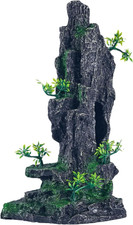 Large Fish Tank Decorations - Mountain View Aquarium Ornament with Tree House