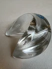 Signed STEUBEN Art Glass Clear Crystal Fortune Cookie.